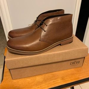 Crevo brown tan leather chukka boots laces new